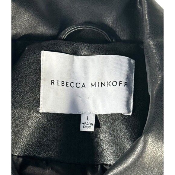 Rebecca Minkoff Woman's Sz L Black Faux Leather Moto Asymmetrical Zip Jacket - Picture 5 of 12